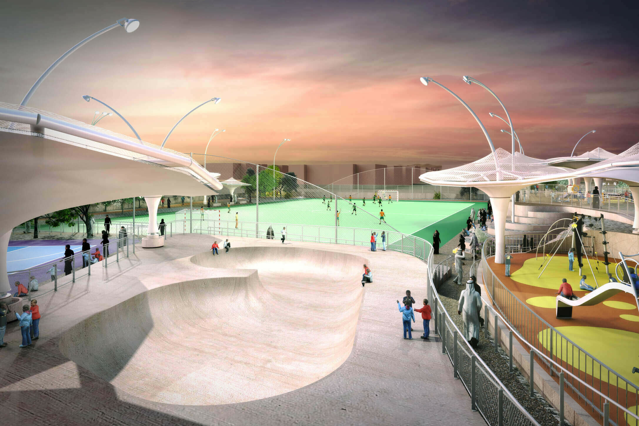 Al Farjan Recreational Sports Facilities / GRIMSHAW