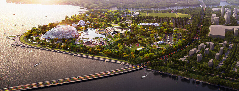 Eden Project Qingdao reaches construction milestone / GRIMSHAW