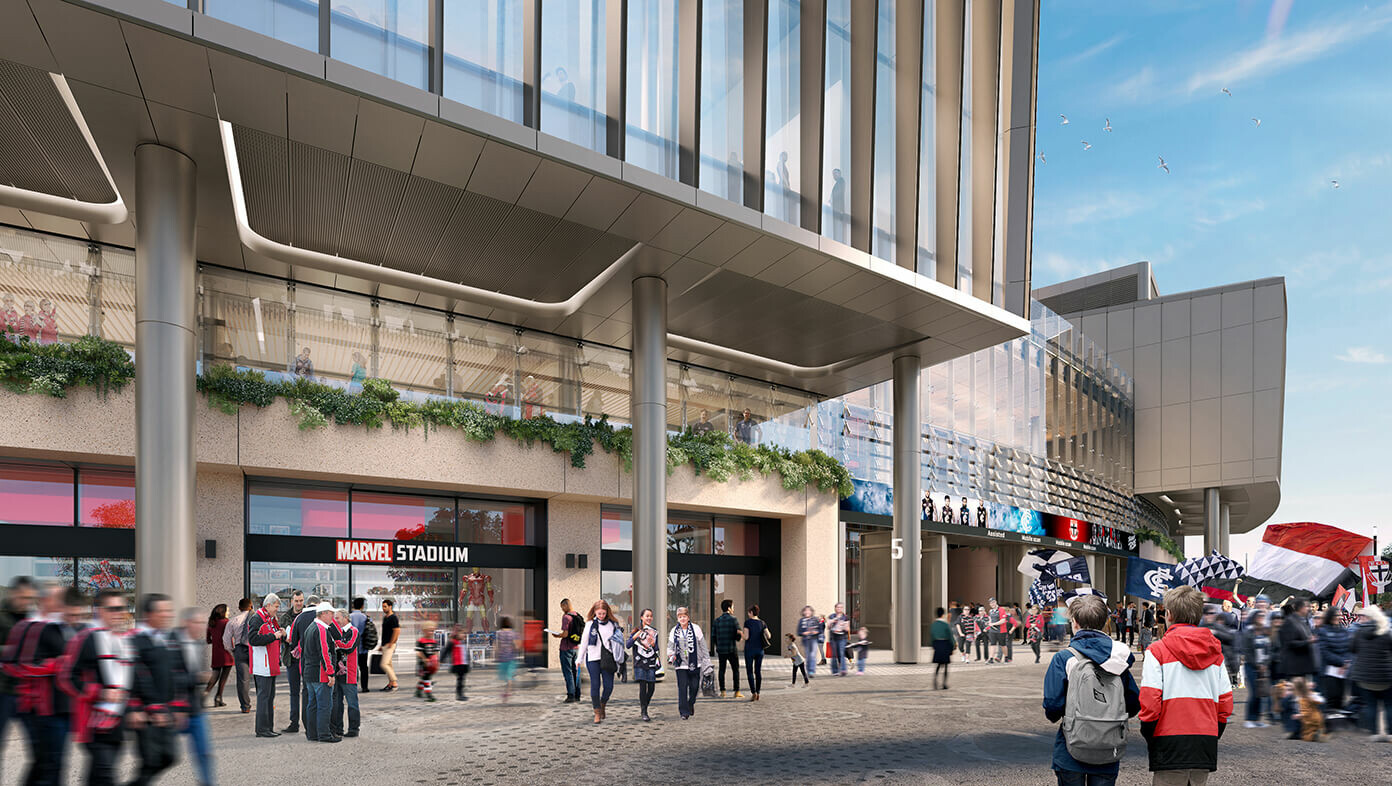 Work begins on site to realise civic-focused design vision for Marvel Stadium / GRIMSHAW