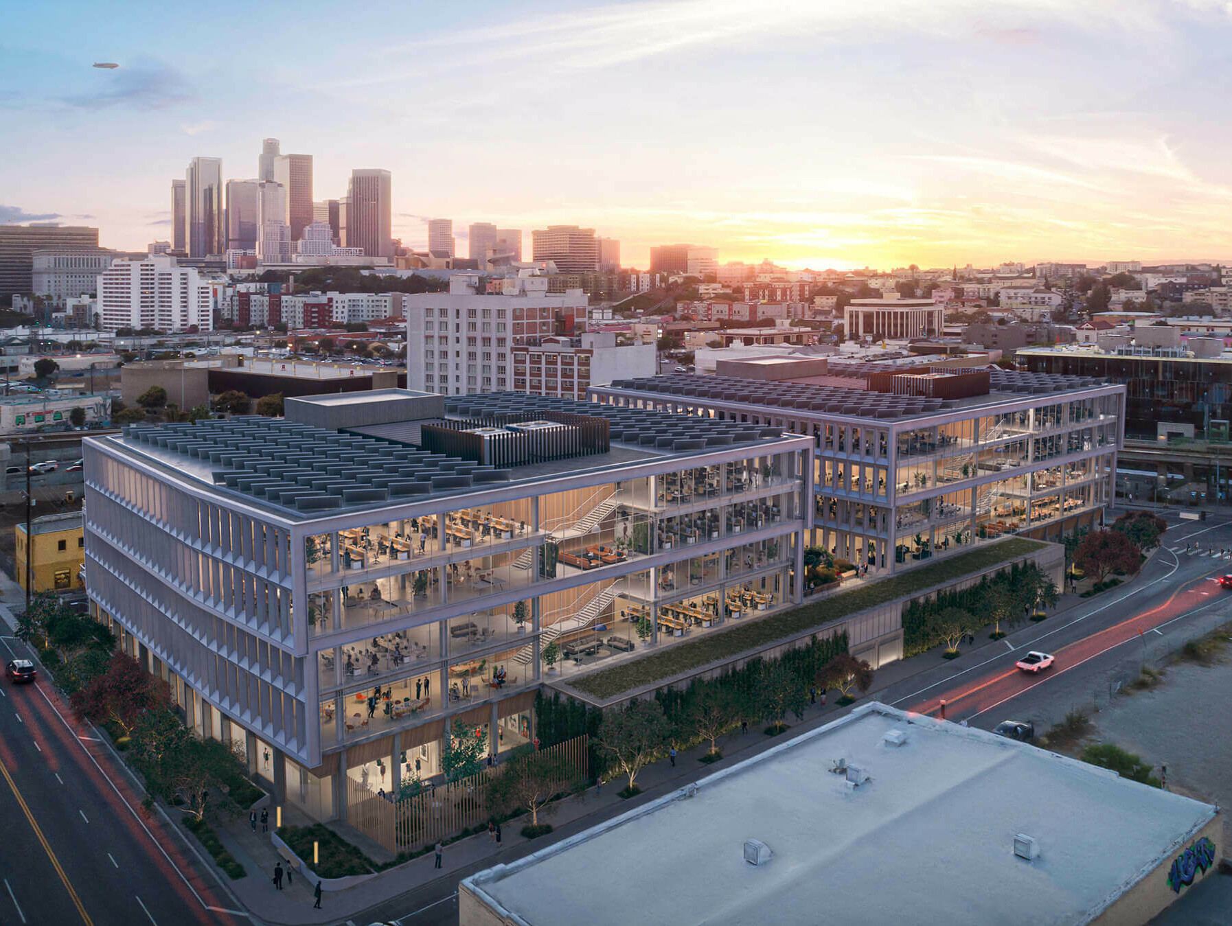 Grimshaw to transform LA Chinatown parking lot into all-electric mass timber office building / GRIMSHAW