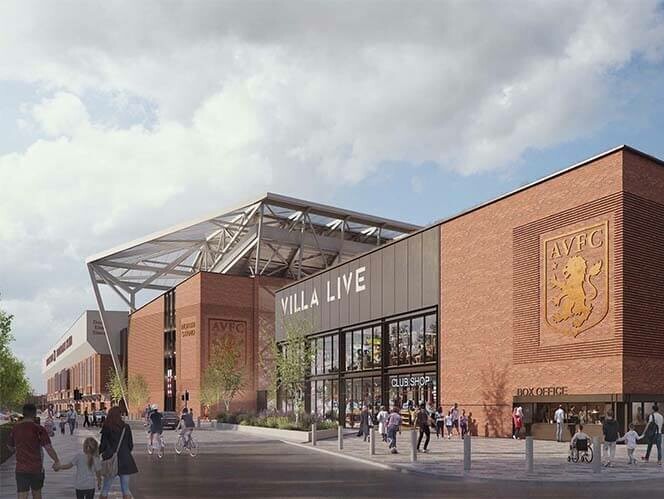 New designs for the redevelopment and expansion of Aston Villa’s Villa Park submitted for planning / GRIMSHAW